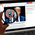 **

Prompt: A person carefully examining online news on a laptop screen, with magnifying glass overlaying the content. Emphasis on verifying sources and detecting fake news. Background should show various social media logos subtly blurred.

**