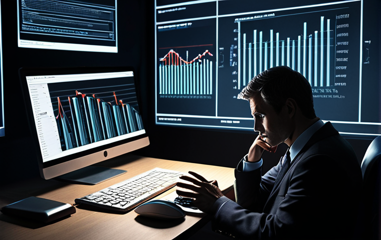 Ethical Dilemma in E-commerce**
Prompt: A stressed e-commerce executive sitting at a desk piled high with data reports, illuminated by the cold glow of computer screens. In the background, shadowy figures representing consumers are connected by thin digital lines. The scene should evoke a sense of moral conflict, with a subtle "scales of justice" motif integrated into the composition. Focus on conveying a sense of responsibility and the weight of digital ethics. Style: Realistic, slightly dark and moody.
**