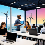 **

A vibrant, modern tech park scene. Focus on sleek, minimalist buildings with lots of glass. Show diverse people collaborating on laptops and digital screens. Include elements that suggest innovation and progress, like wind turbines or solar panels. The overall feel should be optimistic and forward-thinking, representing the "oasis" for tech companies. Maybe a stylized logo representing "Digital Free Zone" subtly in the background.

**