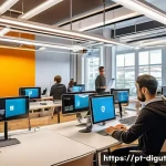 디지털 프리 존과 규제 완화의 관계 - **Prompt 1: A Vibrant Portuguese Digital Innovation Hub**
    "A wide-angle, futuristic and warm pho...